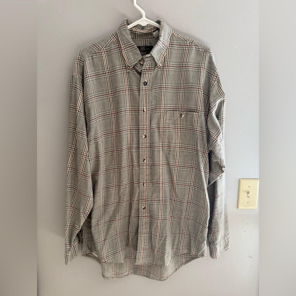 Orvis Long Sleeve Button Down Multicolored Plaid Shirt Men’s SZ L Cotton Casual